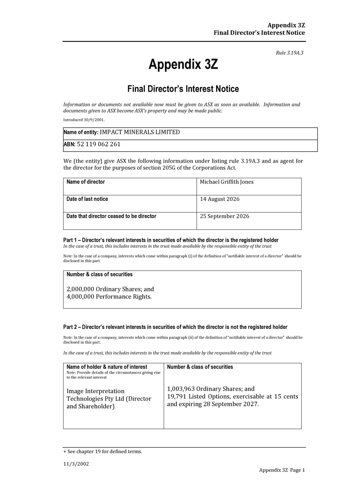 Final Director's Interest Notice